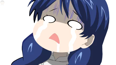 Chibi Megumi Tokoro from Food Wars: Shokugeki no Soma bawling with oversized tears — HD PC desktop wallpaper/background in anime style.