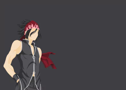 Minimalist HD desktop wallpaper featuring Ryō Kurokiba from the anime Food Wars: Shokugeki no Soma with a dark background.
