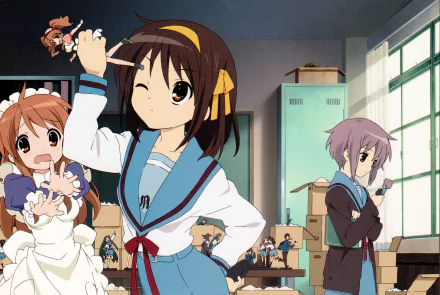 Mikuru Asahina Yuki Nagato Haruhi Suzumiya Anime The Melancholy of Haruhi Suzumiya HD Desktop Wallpaper | Background Image