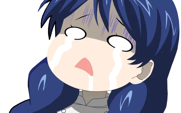 Chibi Megumi Tokoro from Food Wars: Shokugeki no Soma bawling with oversized tears — HD PC desktop wallpaper/background in anime style.