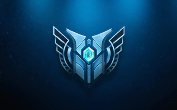 HD desktop wallpaper featuring a blue-hued emblem from the video game League of Legends against a dark background.