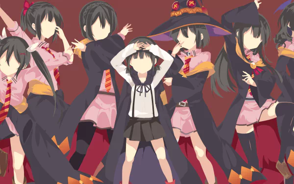 Yunyun (KonoSuba) minimalist Megumin (KonoSuba) Anime KonoSuba - God’s blessing on this wonderful world!! minimalist anime HD Desktop Wallpaper | Background Image