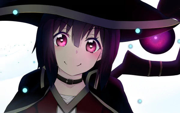 Anime-style close-up of a character from KonoSuba - God’s blessing on this wonderful world!!, rendered in 4K Ultra HD as a vibrant PC desktop wallpaper.