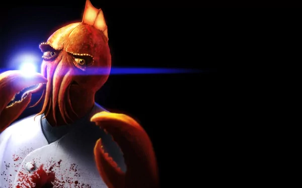 HD PC desktop wallpaper featuring Zoidberg from the TV show Futurama with dramatic lighting and a dark background.