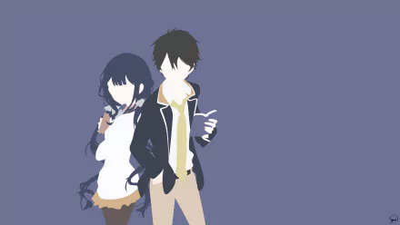 Minimalist HD anime desktop wallpaper featuring two characters from Masamune-kun's Revenge against a solid muted purple background.