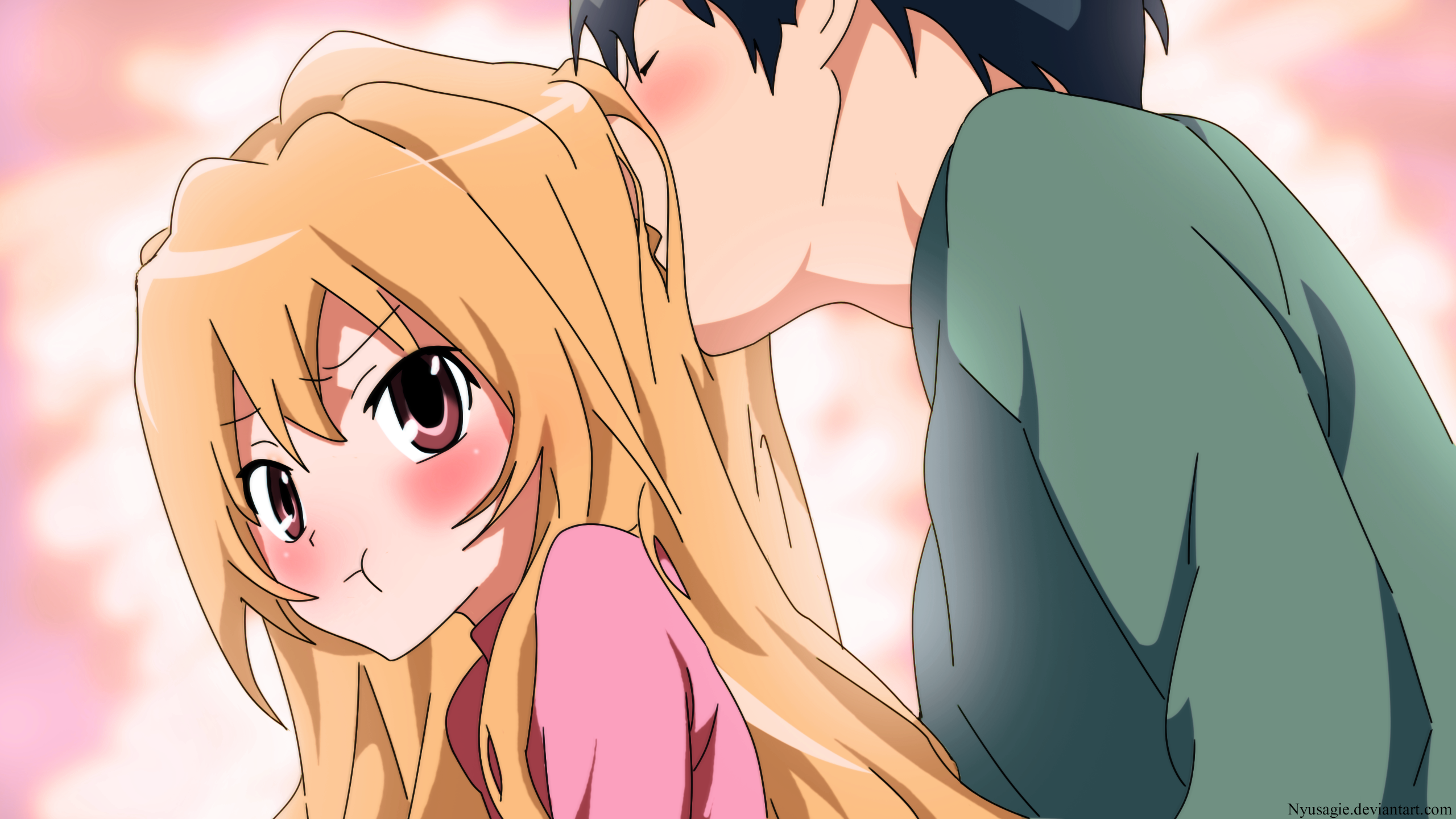 toradora wallpaper taiga and ryuuji kiss