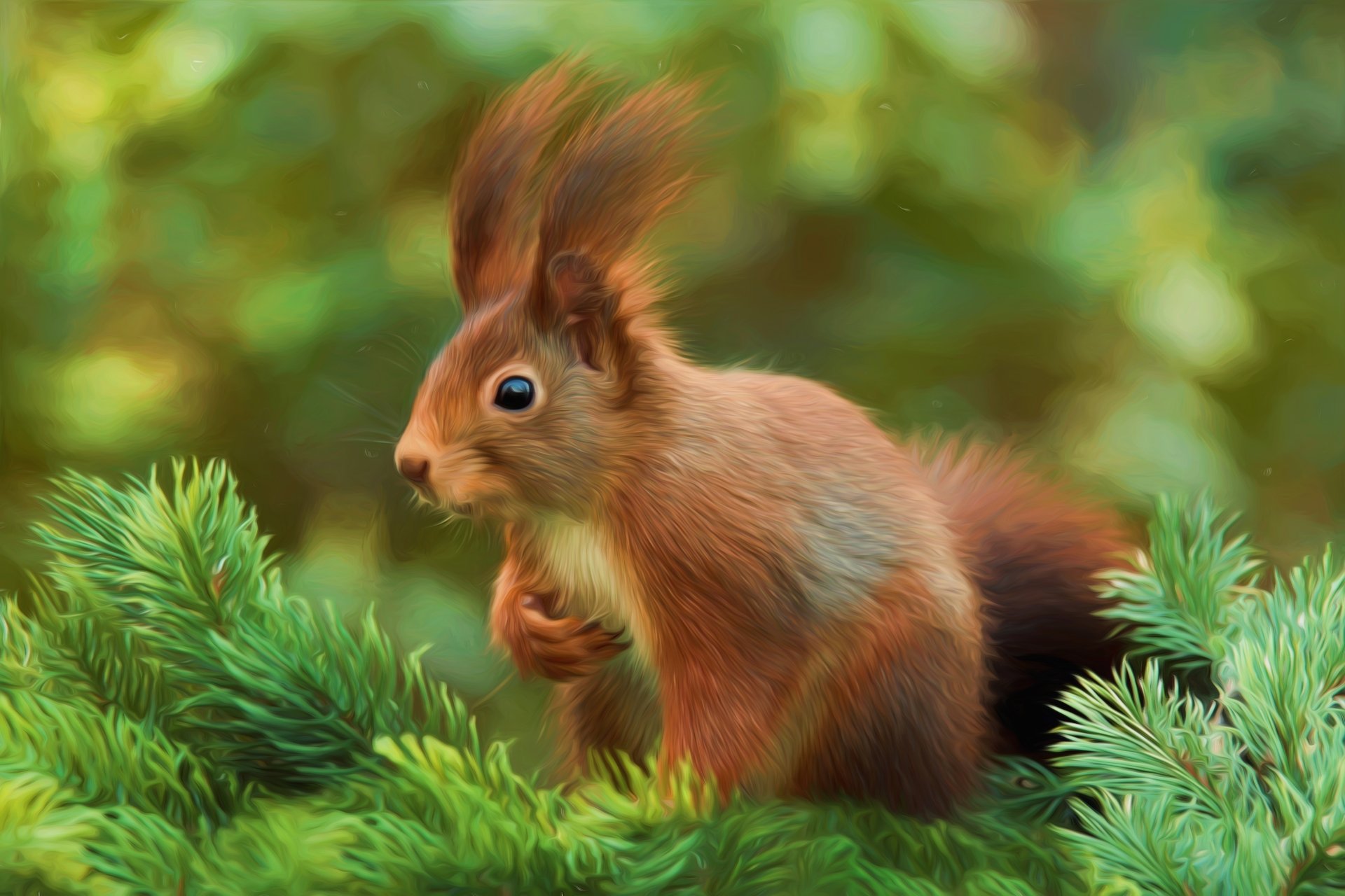 Download Painting Mammal Oil Painting Animal Squirrel 4k Ultra HD Wallpaper by Hans Benn