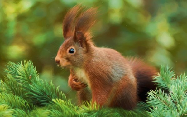Animal Squirrel Oil Painting Mammal Painting HD Wallpaper | Background Image