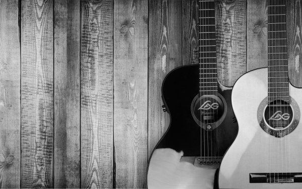 Music Guitar Instrument Black & White Wood HD Wallpaper | Background Image