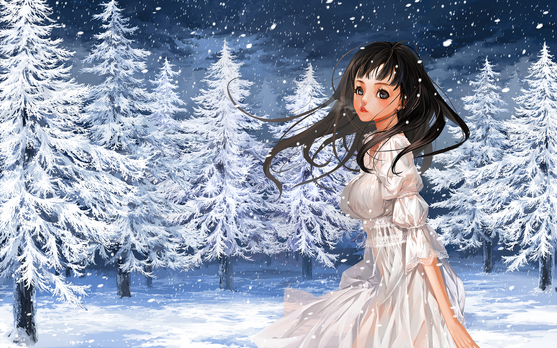 Download wallpaper 800x1200 girl phone snow winter anime iphone 4s4  for parallax hd background