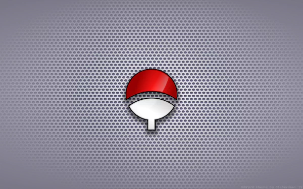 HD PC desktop wallpaper featuring the red and white Uchiha clan symbol from the anime Naruto on a textured gray background.