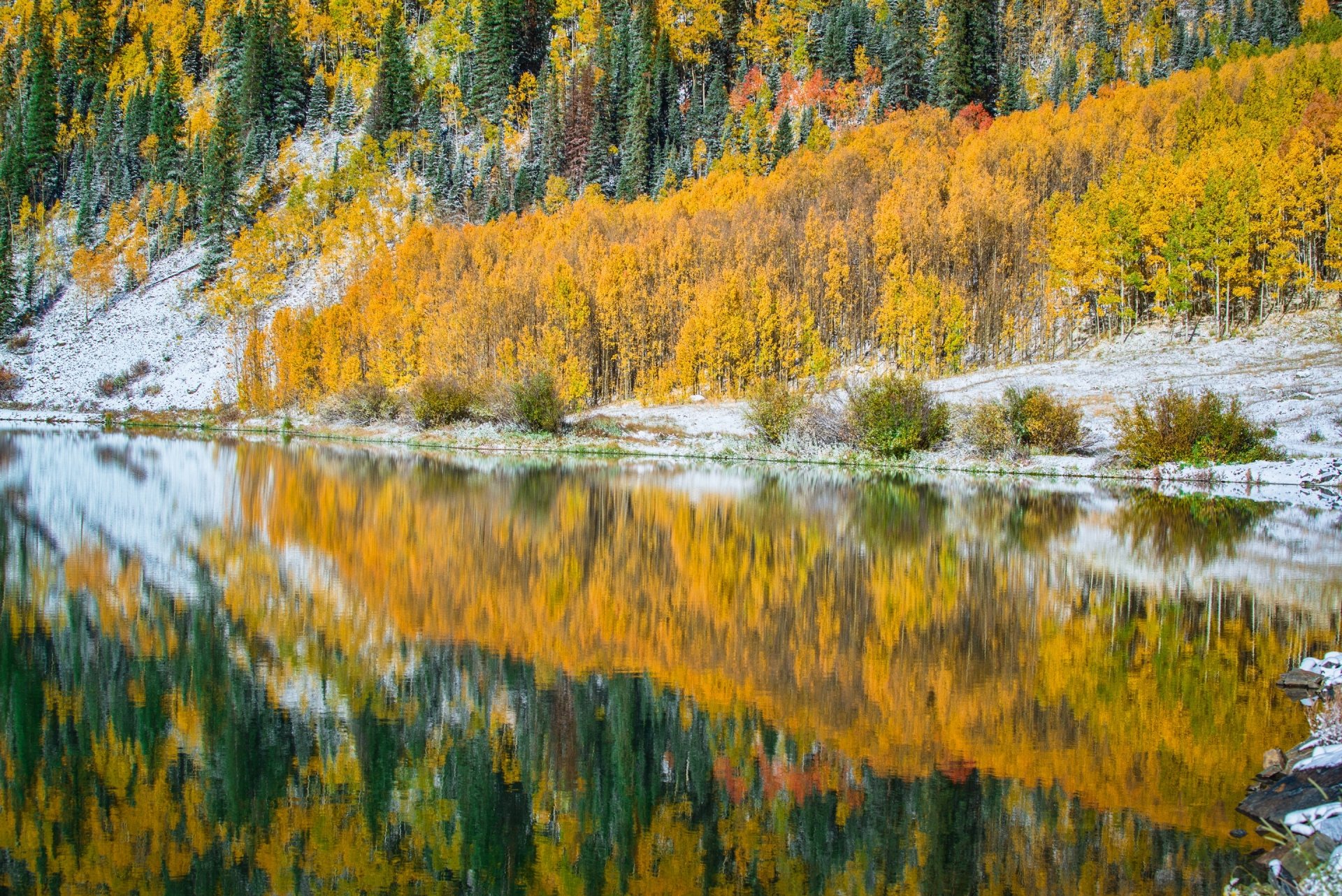 Download Lake Colorado Crystal Lake Fall USA Forest Tree Winter Nature Reflection HD Wallpaper