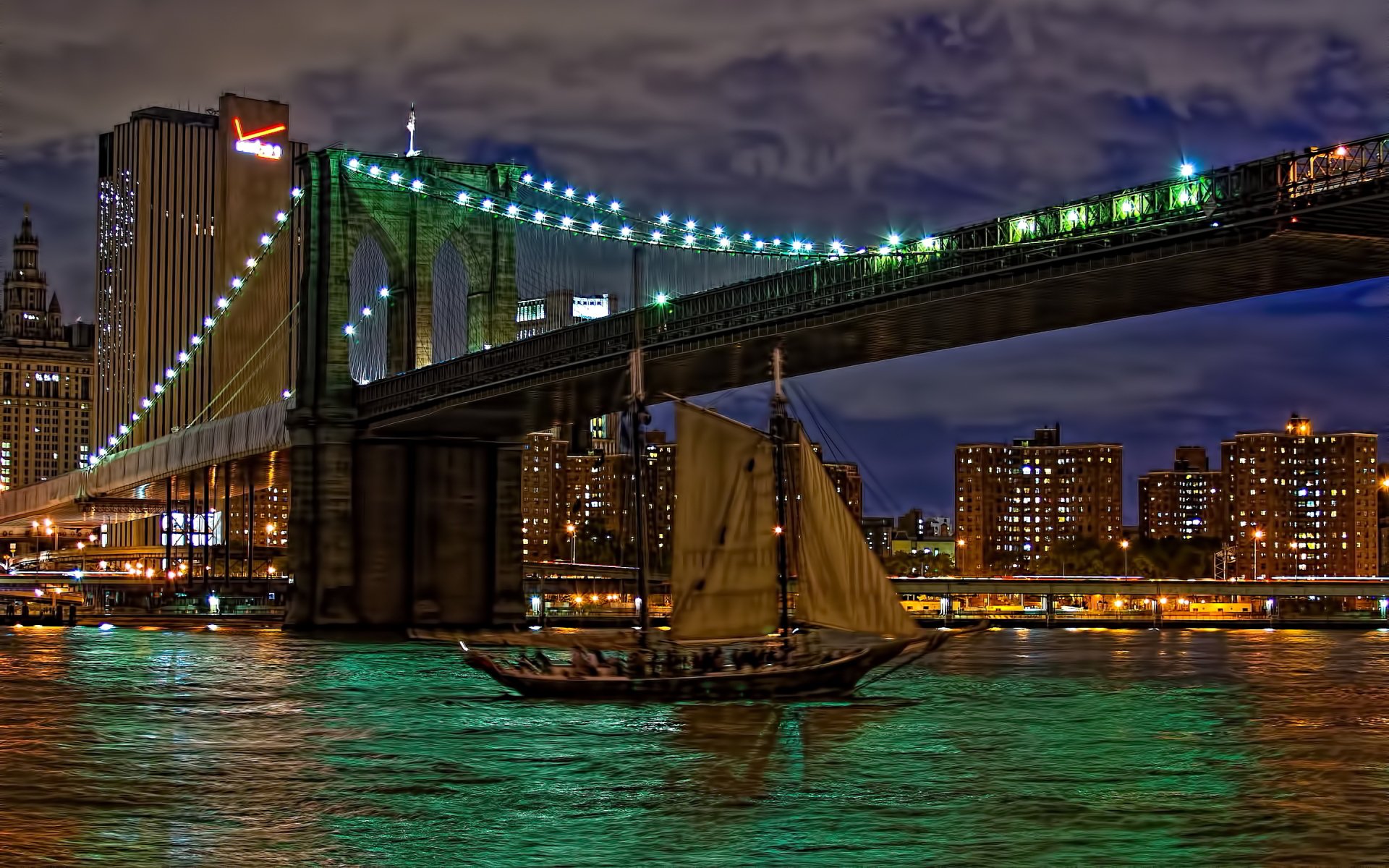 Brooklyn Bridge at Night HD Wallpaper | Background Image 