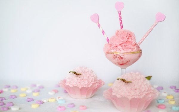 Food Dessert Pink Ice Cream Cupcake Sweets Candy HD Wallpaper | Background Image