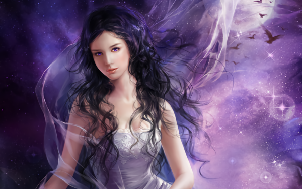 Fantasy Women Purple Purple Eyes HD Wallpaper | Background Image