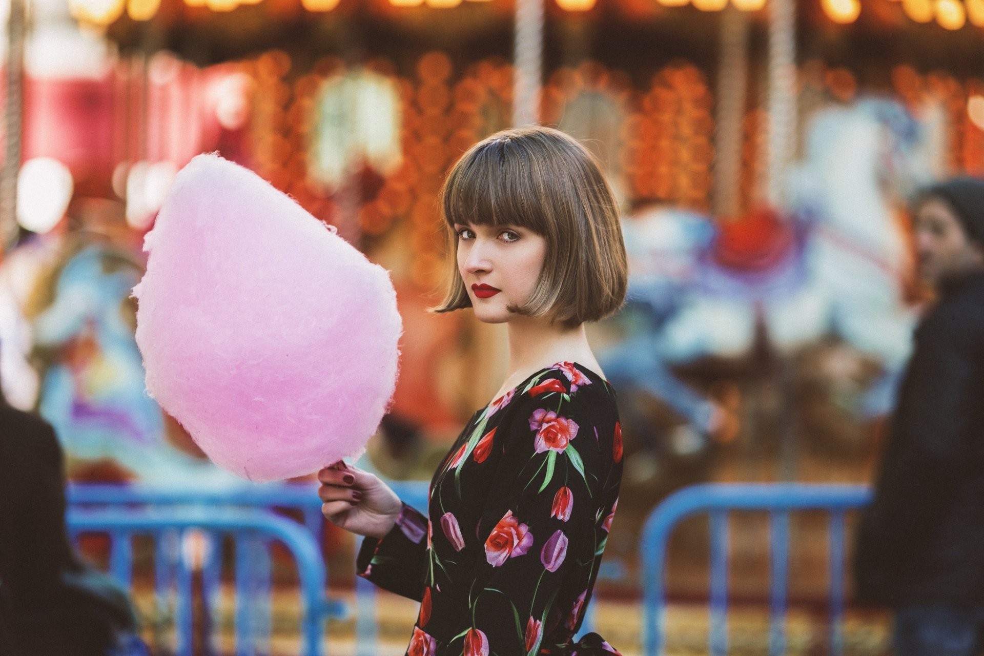 Download Cotton Candy Brunette Bokeh Depth Of Field Lipstick Woman ...