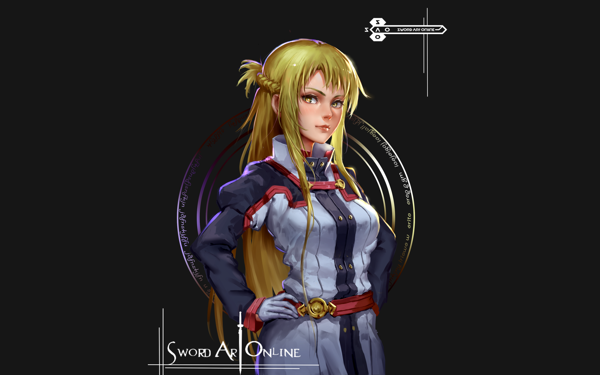 Asuna Yuuki from Sword Art Online Movie: Ordinal Scale — anime portrait in her Ordinal Scale outfit against a dark backdrop; 4K Ultra HD PC desktop wallpaper.