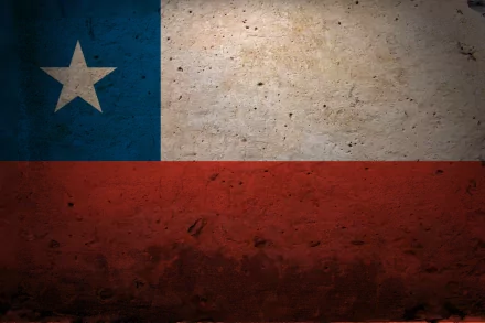 HD desktop wallpaper featuring a textured, vintage-style flag of Chile with blue, white, and red horizontal sections and a white star on the blue square.
