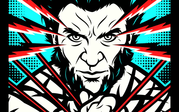 4K Ultra HD PC comic wallpaper: Wolverine from X‑Men: Days of Future Past — intense close-up with claws and red/cyan energy streaks.