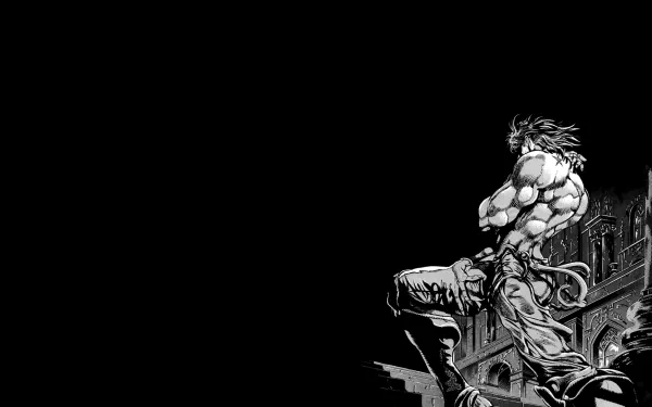 An HD desktop wallpaper featuring Dio Brando from the anime Jojo's Bizarre Adventure, in a powerful stance against a stark black background.
