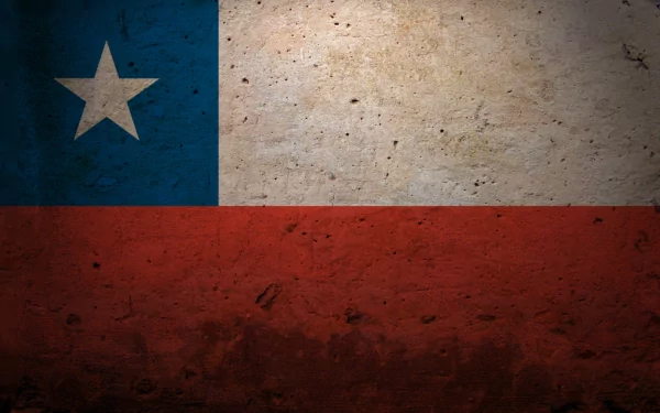 HD desktop wallpaper featuring a textured, vintage-style flag of Chile with blue, white, and red horizontal sections and a white star on the blue square.
