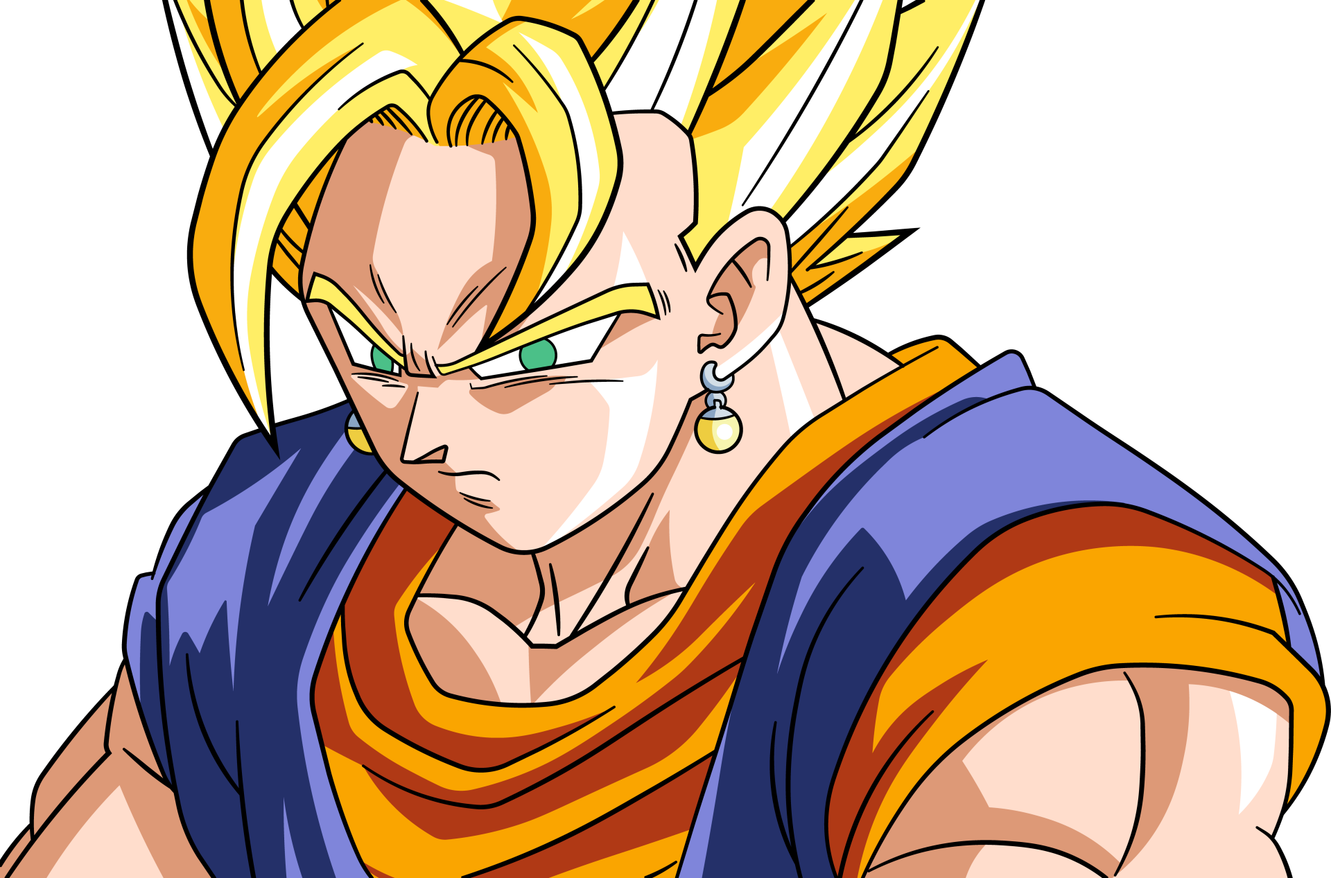 Anime Dragon Ball Z character in Super Saiyan form with intense expression, featured in a vibrant 4K Ultra HD PC desktop wallpaper and background.
