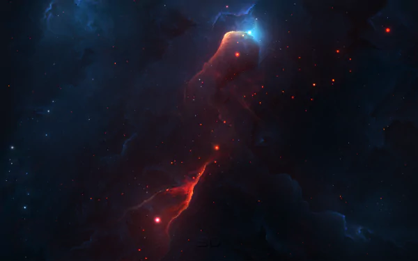 A stunning HD desktop wallpaper featuring a blue nebula in space with glowing stars, exuding a Sci-Fi ambiance.