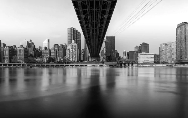 Queensboro Bridge skyscraper building USA city river Black & White bridge man made New York HD Desktop Wallpaper | Background Image
