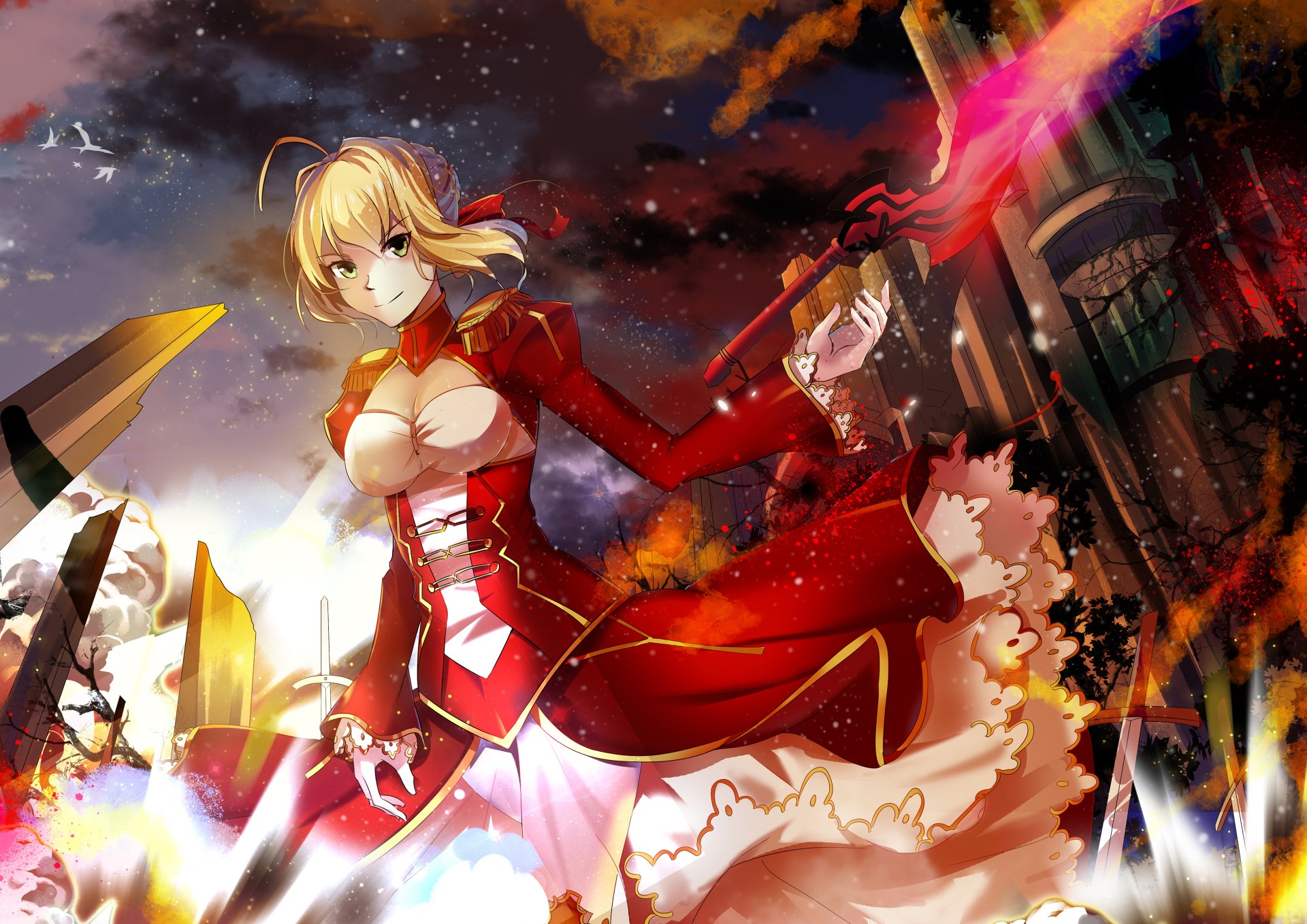 Download Red Saber Anime Fate/extra HD Wallpaper