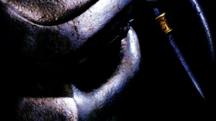 Dark close-up of the Predator mask with textured metal and tubing — Predator 2 movie HD PC desktop wallpaper and background.