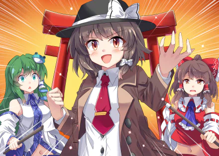 Renko Usami Sanae Kochiya Reimu Hakurei Anime Touhou HD Desktop Wallpaper | Background Image