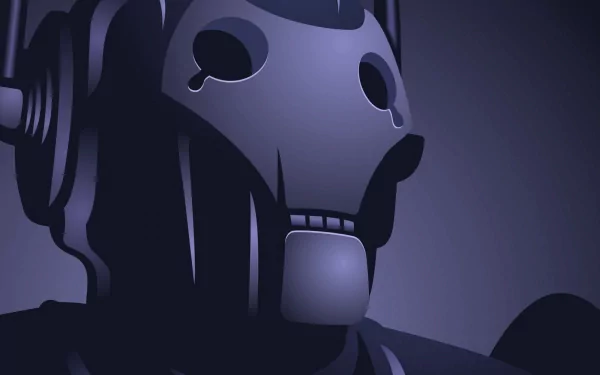 Cyberman from Doctor Who, featured in this HD wallpaper, showcases the iconic character in a moody, atmospheric design inspired by the 2005 TV show.