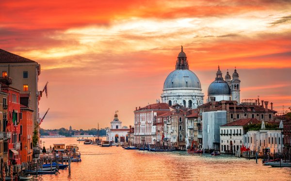 Man Made Venice Cities Italy Grand Canal Sunset City Building Dome HD Wallpaper | Background Image