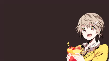 Anime-style image of a smiling character from Masamune-kun's Revenge holding a gift, presented as a 4K Ultra HD PC desktop wallpaper with a dark brown background.