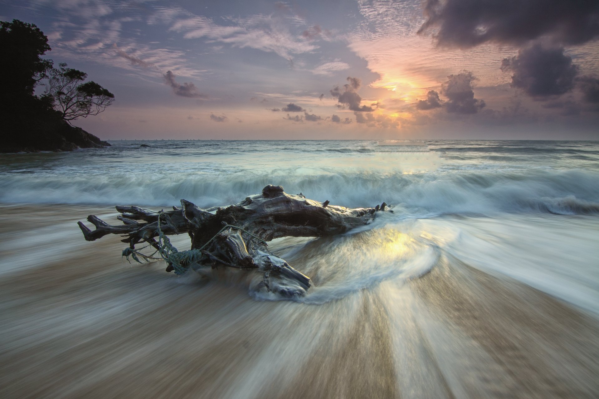 Download Cloud Horizon Foam Driftwood Nature Ocean HD Wallpaper