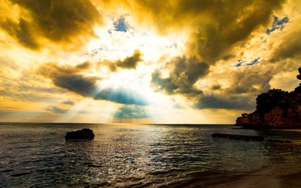 Earth Sunbeam Nature Ocean Cloud Horizon HD Wallpaper | Background Image