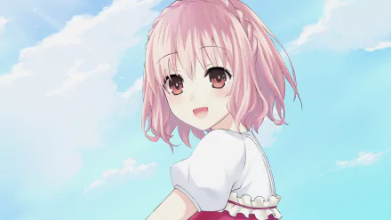 HD anime desktop wallpaper featuring Rinne Sonogami from Date A Live with a bright blue sky background.