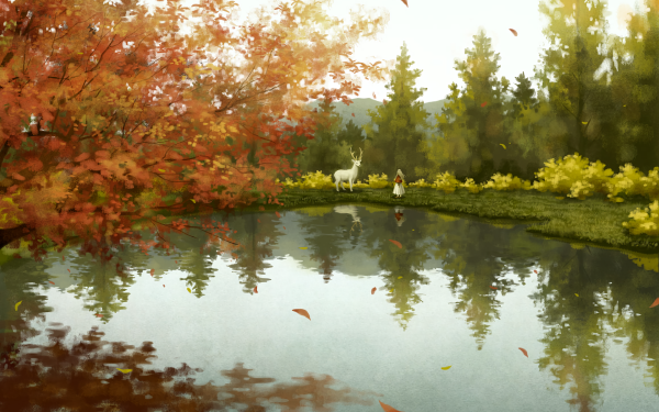 Anime Forest Lake HD Wallpaper | Background Image