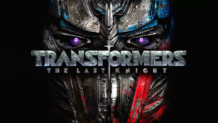 HD desktop wallpaper featuring a close-up of a Transformer from the movie Transformers: The Last Knight with intense purple eyes and metallic textures.