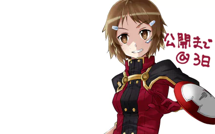 HD PC desktop wallpaper of Rika Shinozaki from Sword Art Online Movie: Ordinal Scale — anime portrait in red-black armor on a white backdrop with promotional Japanese text.