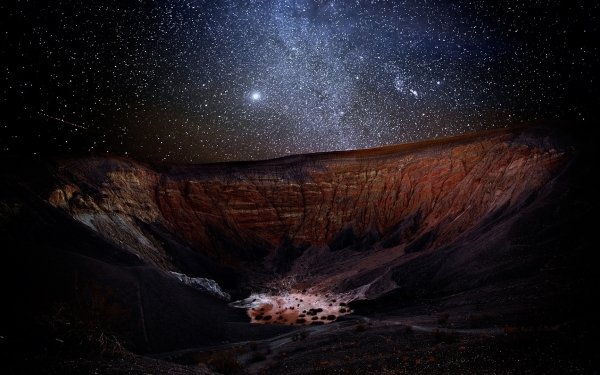 Earth Death Valley Mountain Sky Stars Starry Sky Crater Night HD Wallpaper | Background Image