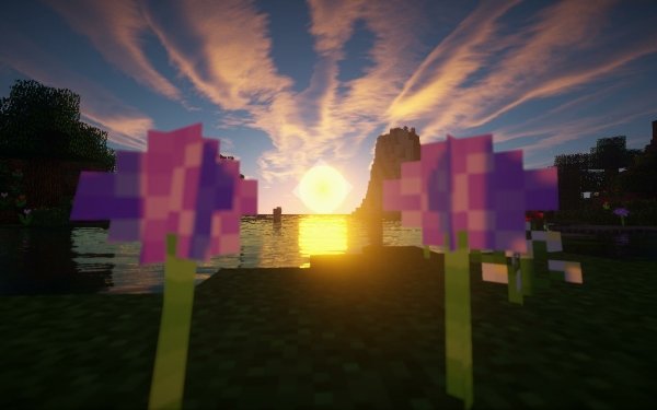 Video Game Minecraft Sunset Flower Sun HD Wallpaper | Background Image
