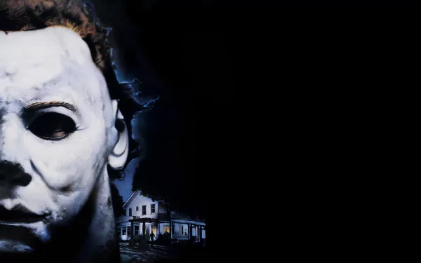 A haunting HD wallpaper featuring Michael Myers from *Halloween 4: The Return of Michael Myers*, capturing the iconic mask against a dark, eerie backdrop.