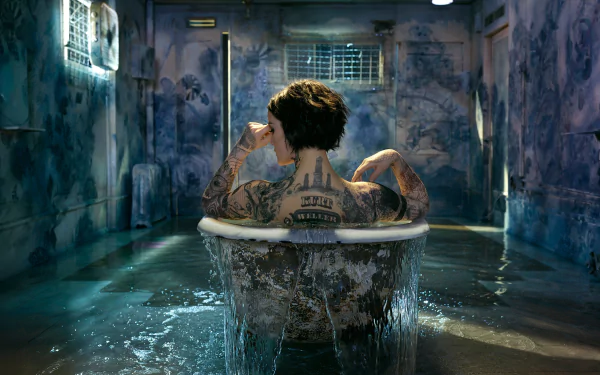 brunette short hair Jaimie Alexander bath rear tattoo TV Show Blindspot HD Desktop Wallpaper | Background Image