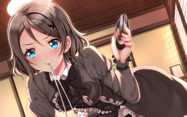 HD PC desktop wallpaper featuring You Watanabe from Love Live! Sunshine!! in a detailed anime style with vibrant colors and expressive blue eyes.