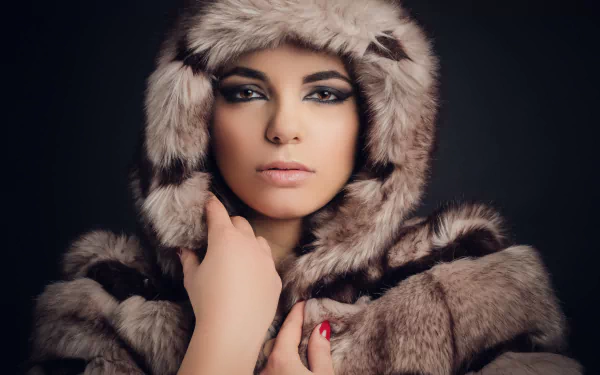 fur face brown eyes woman model HD Desktop Wallpaper | Background Image