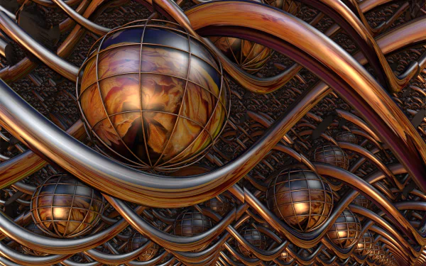 bronze orb sphere Abstract fractal HD Desktop Wallpaper | Background Image