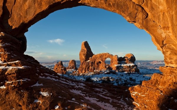 Tierra/Naturaleza Arches National Park Parque nacional Rock Arco natural Utah Snow Invierno Sandstone Wilderness Paisaje Fondo de pantalla HD | Fondo de Escritorio