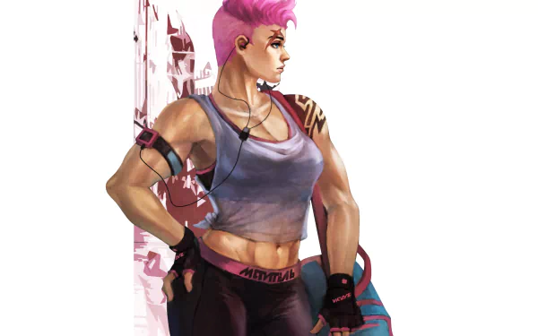 pink hair short hair Zarya (Overwatch) video game Overwatch HD Desktop Wallpaper | Background Image