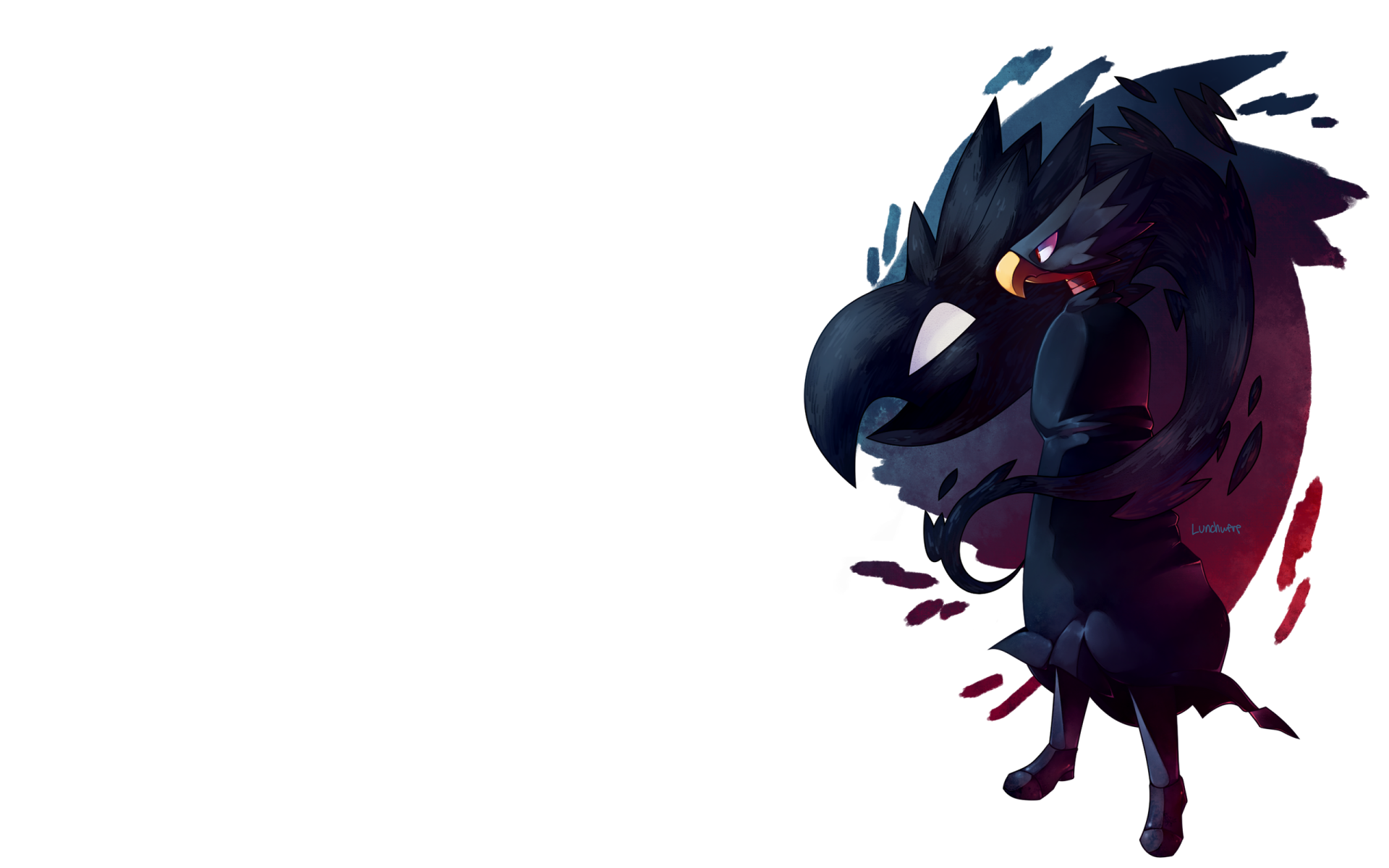 HD desktop wallpaper featuring a character from My Hero Academia, showcasing a dark, bird-like figure against a white background.